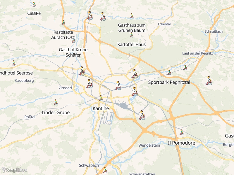 Map 'Wheelchair accessible restaurants'