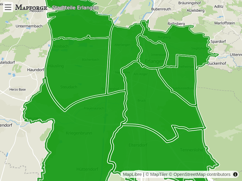 Map 'Stadtteile Erlangen'