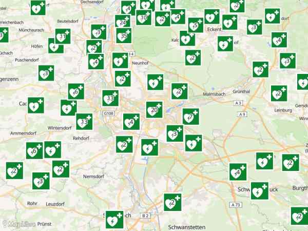 Map 'Defibrillator Locations (AED)'