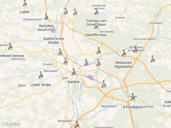 Map 'Wheelchair accessible restaurants'