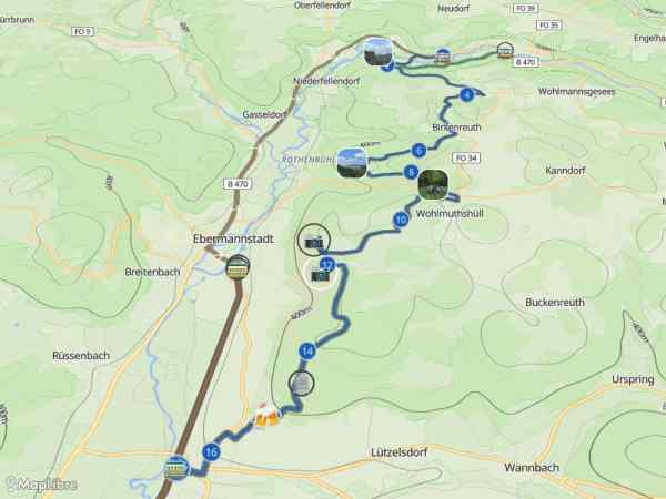 Map 'Zuckerhut + Wiesenttal Wanderung'