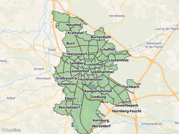 Map 'Stadtteile Nürnberg'